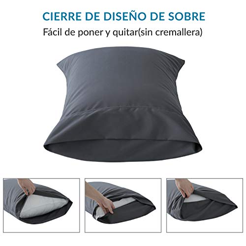 Bedsure Funda Almohada 70 Color - Juego de 2 Fundas Almohadas 40x70, Transpirable Suave Antiarrugas de Microfibra, 70x40 Gris Oscuro, sin Cremallera