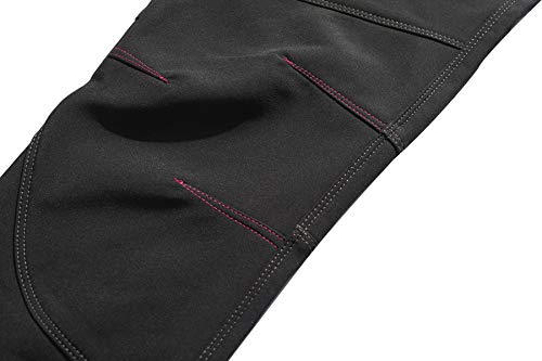 BenBoy Pantalones de Nieve Montaña Mujer Impermeables Invierno Calentar Pantalones Trekking Escalada Senderismo Esquiar Softshell,KZ2717W-Black-S