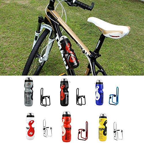 Bestine - Soporte para botella de agua con botella de agua para bicicleta de montaña, ciclismo, botella de agua y soporte para botella de agua, kit de jaula de plástico duradero y botella