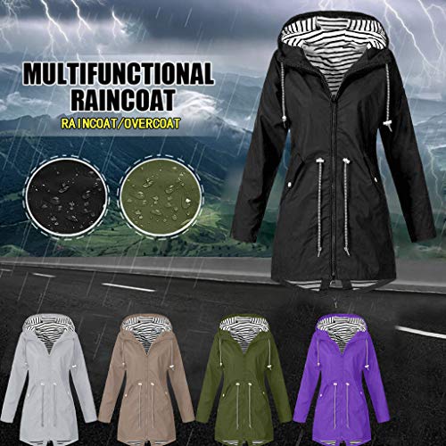 Beudylihy Chaqueta impermeable para mujer, de algodón, de gran tamaño, monocolor, con capucha, bolsillo con capucha, chaqueta de invierno, manga larga, resistente al viento, Wblack1, L