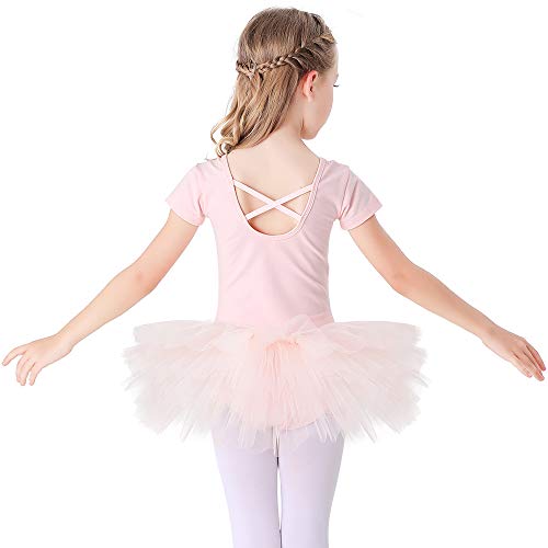 Bezioner Maillot de Danza Tutú Vestido de Ballet Gimnasia Leotardo Algodón Body Clásico para Niña Rosa 100