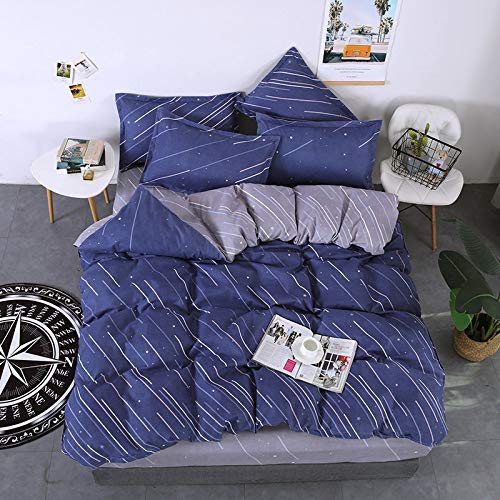 BH-JJSMGS Ropa de Cama de algodón Cepillado de Cuatro Piezas, Funda nórdica Impresa y Funda de Almohada, Meteor Blue 200 * 230cm