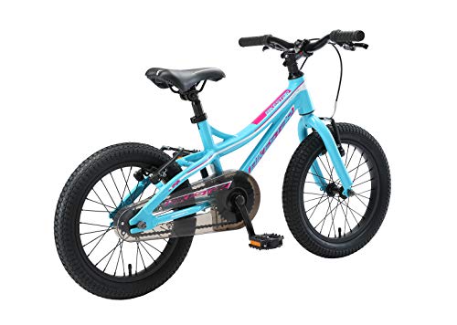 BIKESTAR Bicicleta Infantil Aluminio para niños y niñas a Partir de 4 años | Bici 16 Pulgadas con Freno en V | 16" Bici de montaña | Turquesa Blanco