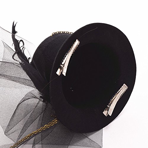 BLESSUME Steampunk gótico Mini Sombrero de Copa Retro Mujer Sombrero Pinza para el Cabello (A)