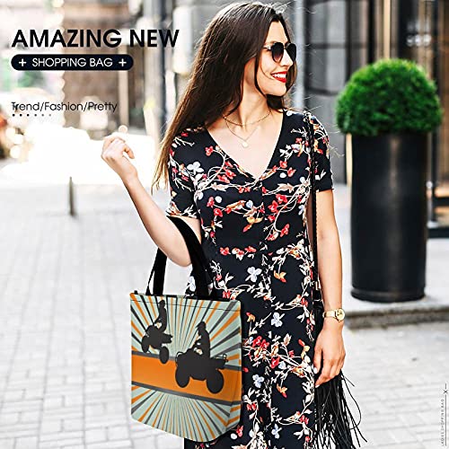 Bolsas De Compras Bolsa De Supermercado Tote Silueta De La Bici Del Patio Bolso Para Mujer Bolsos De Mano Bolso De Hombro Bolsos De Compras Reutilizables