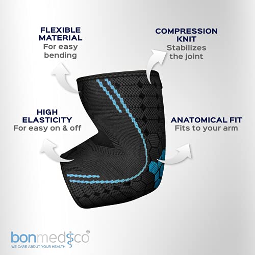 Bonmedico Codera para Tendinitis y Epicondilitis - Banda de Compresion para Brazo, Unisex - Soporte y Proteccion para las Articulaciones del Codo