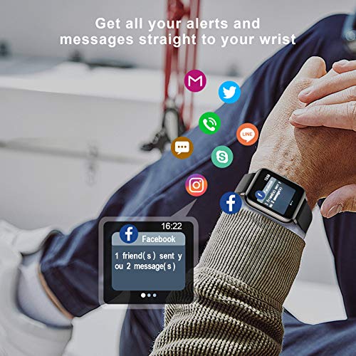 BOZLUN Smartwatch,Reloj Inteligente Impermeable IP67 para Hombre Mujer Niños,Monitor de Sueño Pulsómetros Cronómetros Contador de Caloría,1.4 Inch Pantalla Táctil Smartwatch para Android iOS(Negro)