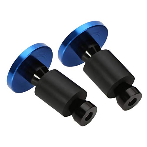 BRAUTO Topes de Manillar Moto 2pcs CNC Universal 7/8" 22mm Extremo de Manillar Perillas Aluminio Azul