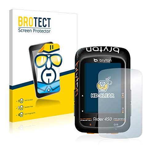 BROTECT Protector Pantalla Compatible con Bryton Rider 410 / Rider 450 Protector Transparente (2 Unidades) Anti-Huellas