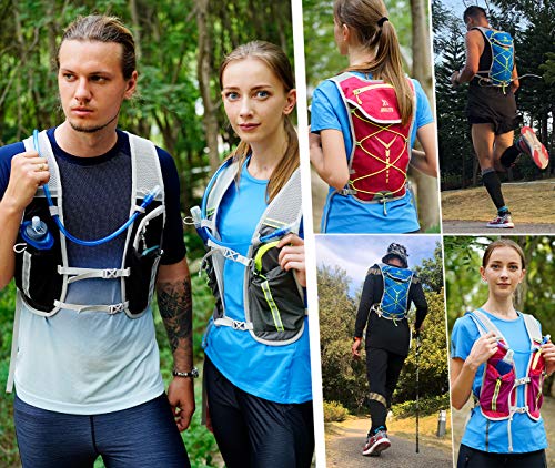 BTNEEU Mochila de Hidratación Ligero, Mochila con Bolsa de Agua 2L para Mujer Hombre, 6L Respirable Unisex Mochilas Trail Running para Correr, Senderismo, Ciclismo, Camping, Maratón