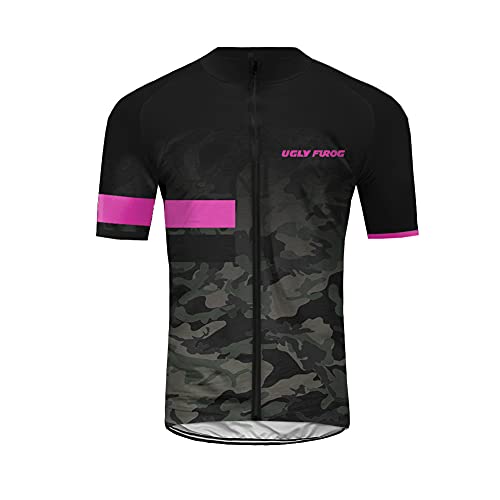 BurningBikewear Camuflaje Serie Women Wear Mujer Manga Corta Ciclismo Jersey Full Zip Humedad Wicking, Transpirable Running Tops - Bike Biking Shirt de Uglyfrog