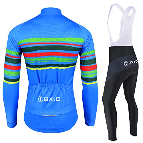 BXIO Ropa Ciclismo Hombre Invierno, Maillot Ciclismo Térmico y Manga Larga con 3 Bolsillos Traseros, Pantalones Ciclismo, Mallas, Trajes Bicicleta Bicicleta Montaña