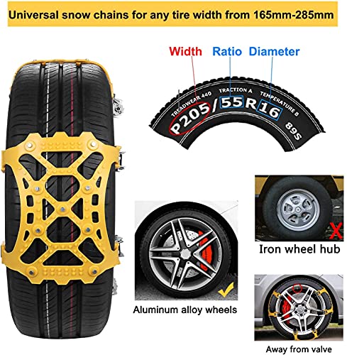 Cadena de Nieve,6pcs Universales Cadenas Nieve Coche Antideslizante de Neumático de Nieve Chains para la Mayoría de Automóvil/SUV/Camión Ancho del Neumático 165mm-285mmm