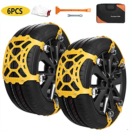 Cadena de Nieve,6pcs Universales Cadenas Nieve Coche Antideslizante de Neumático de Nieve Chains para la Mayoría de Automóvil/SUV/Camión Ancho del Neumático 165mm-285mmm