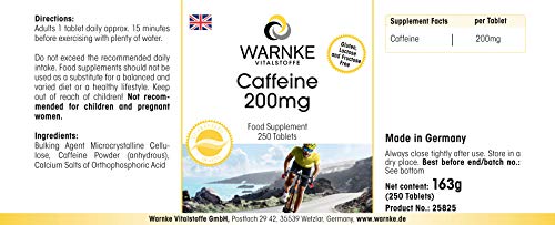 Cafeína 200mg – Altamente dosificada – Vegana – 250 Comprimidos