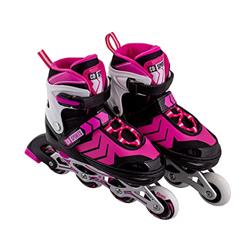 Calma Dragon Patines en Linea, Tamaño Ajustables, Profesionales para Adultos y Niños, Protección incluida de Regalo, 4 Ruedas, Skates, ABEC-7,Forro Interior, Rollers para Mujer y Hombre (Rosa, S)