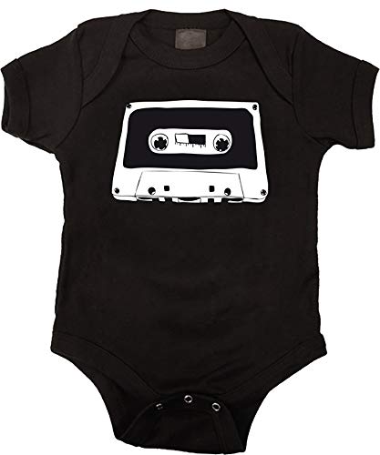 Camisetas EGB Body Bebé Cinta de Cassette ochenteras 80´s Retro (Negro, 9 Meses)