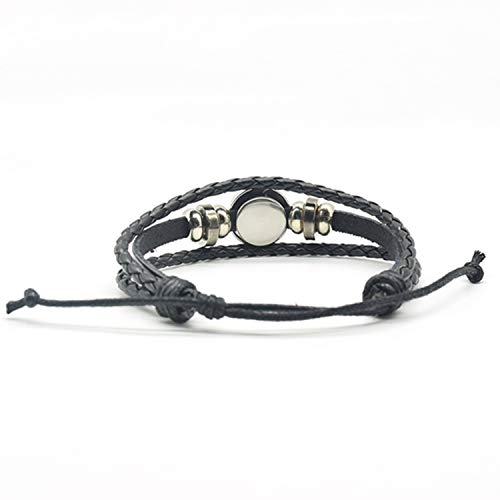 Candle Art Escorpio | Pulsera Zodiaco. Cuero Trenzado, Negro, con su constelación del Signo. Cúpula de Cristal, Unisex (Escorpio)