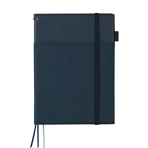 Carpeta para conferencias Kokuyo, carpeta para conferencias B5 (17,8 x 24,9 cm), funda sintética resistente, con espacio de almacenamiento, fabricada en Japón, cuero sintético azul marino V683B-DB