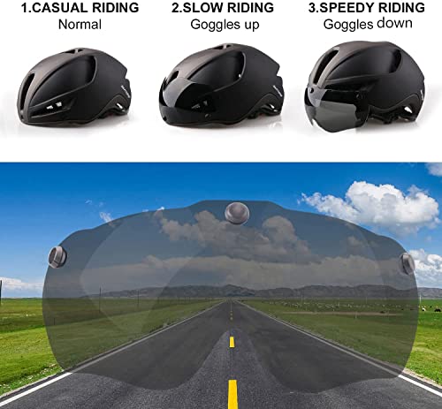 Casco Bicicleta Adulto,KINGLEAD Casco Bicicleta Mujere Hombre con Visor Extraíble Magnético Certificado CE Casco MTB con USB Luz LED Forro Desmontable Lavable Casco Bicicleta Ajustable 57-62CM (KL088)