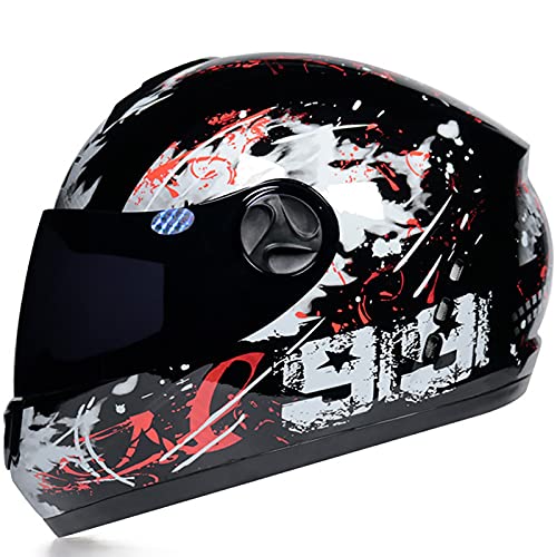 Casco Moto Integral Casco de Moto Integral Mujer Hombre Jóvenes Casco Moto Scooter Homologado ECE Casco de Moto Integral Mujer Hombre Jóvenes Casco Moto Doble Visera No. 99 A,Medium