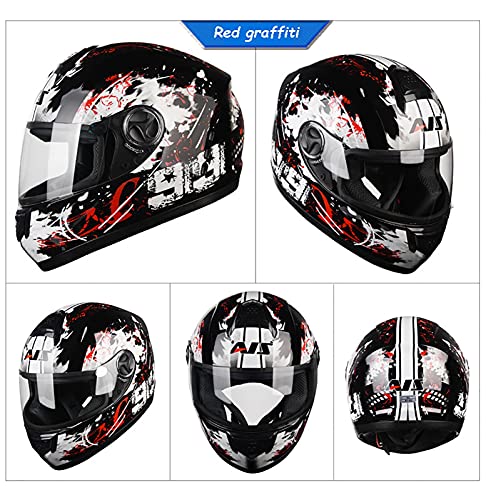 Casco Moto Integral Casco de Moto Integral Mujer Hombre Jóvenes Casco Moto Scooter Homologado ECE Casco de Moto Integral Mujer Hombre Jóvenes Casco Moto Doble Visera No. 99 A,Medium