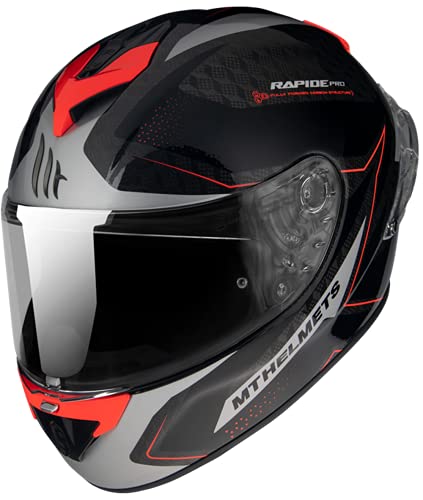 Casco MT INTREGRAL DE Carbono Modelo Rapide Pro Master A7 Rojo Brillo HOMOLOGADO con ALERON Trasero Unisex Dot (M)