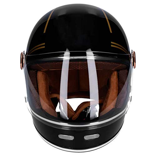 Casco NZI By City Roadster Gold Black Talla M - Casco Integral Vintage Clasico