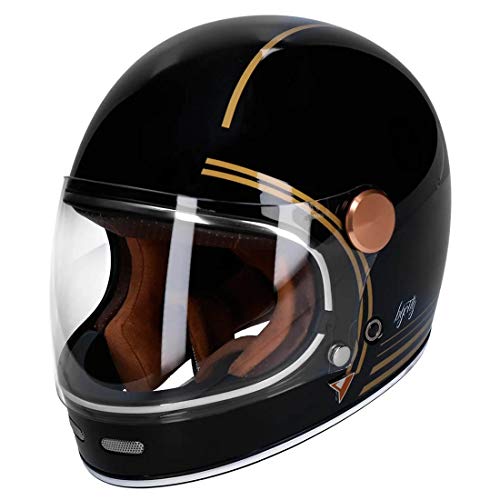 Casco NZI By City Roadster Gold Black Talla XS - Casco Integral Vintage Clasico