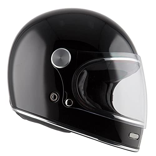 Casco NZI By City Roadster Negro Brillo - Casco de Moto Integral Vintage Clasico (L)