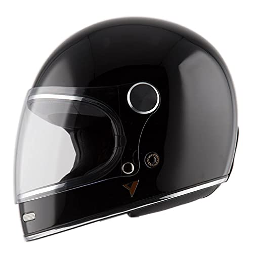 Casco NZI By City Roadster Negro Brillo - Casco de Moto Integral Vintage Clasico (L)