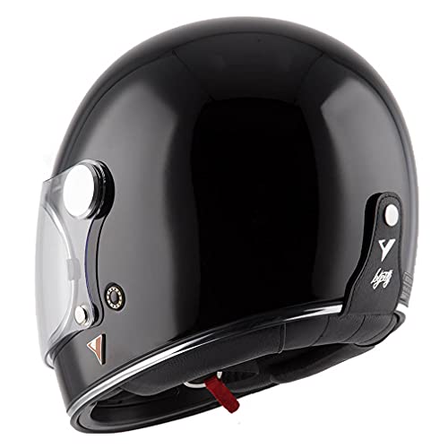 Casco NZI By City Roadster Negro Brillo - Casco de Moto Integral Vintage Clasico (L)