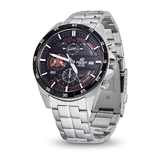 Casio EDIFICE Reloj en caja sólida, 10 BAR, Rojo/Negro, para Hombre, con Correa de Acero inoxidable, EFR-556DB-1AVUEF