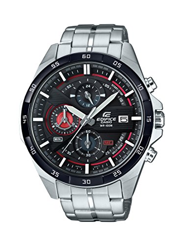 Casio EDIFICE Reloj en caja sólida, 10 BAR, Rojo/Negro, para Hombre, con Correa de Acero inoxidable, EFR-556DB-1AVUEF