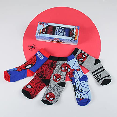 CERDÁ LIFE'S LITTLE MOMENTS 2200007418_T2530-C81 Pack de 5 Calcetines de Algodón de Spiderman para Niño con Licencia Oficial Marvel, Multicolor, 25-30 para Niños