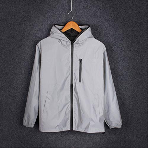 Chaqueta Reflectante Pareja Sudadera con Capucha Navidad Casual Invierno Otoño Hombres y Mujeres Sudadera de Manga Larga Guapo Color sólido Fiesta Streetwear Chándal riou