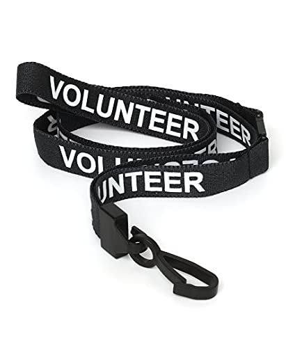 CKB Ltd® 10x Black Noir VOLUNTEER LANYARDS Breakaway Safety Lanyard Cordon Tour De Cou Pour Porte-Badges Avec Clip En Plastique