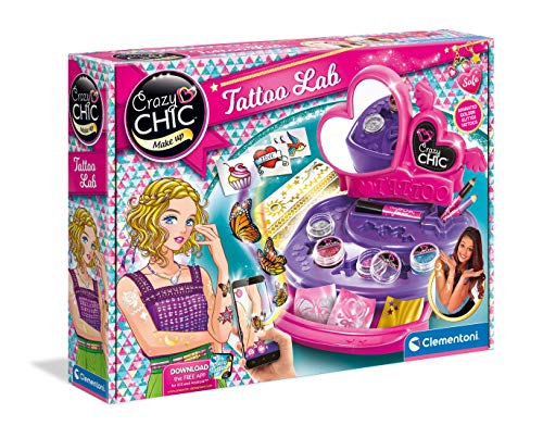 Clementoni-15316 - Estudio de Tatoos - set para hacer tatuajes temporales infantiles a partir de 6 años