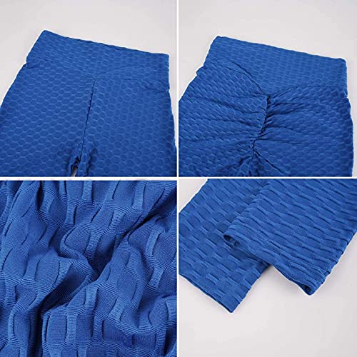 CMTOP Mallas Leggings Mujer Pantalones de Yoga Fitness Cintura Alta Pantalones Deportivos para Running Training Estiramiento Yoga y Pilates (Azul,M)