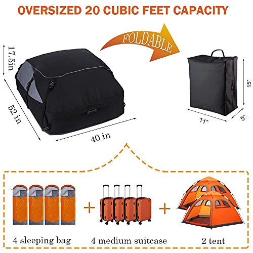 Cofre de techo para coche, 15 pies cúbicos, 425 L, plegable, 600D, resistente al agua, bolsa para el techo, para viajes y transporte de equipaje, coches, furgonetas, SUV (S: 105 × 90 × 45 cm – 425 L)