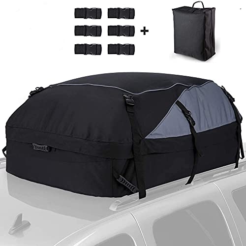 Cofre de techo para coche, 15 pies cúbicos, 425 L, plegable, 600D, resistente al agua, bolsa para el techo, para viajes y transporte de equipaje, coches, furgonetas, SUV (S: 105 × 90 × 45 cm – 425 L)