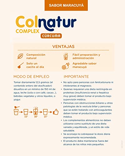 Colnatur Complex Maracuyá - Colágeno con Magnesio, Cúrcuma y Vitamina C para Músculos y Articulaciones, 250g