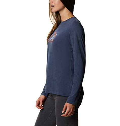 Columbia Autumn Trek Long Sleeve Relaxed tee Camiseta, Nocturnal Heather/Rigid Range, XXL para Mujer