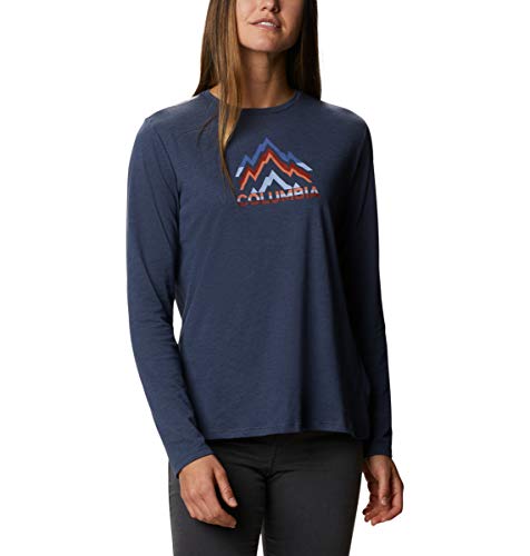 Columbia Autumn Trek Long Sleeve Relaxed tee Camiseta, Nocturnal Heather/Rigid Range, XXL para Mujer