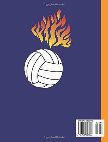 Composition Book: Volleyball Bump Set Spike Blue and Orange Team Colors 100 Sheets/200 Pages 7.44 x 9.69 4x4 Graph Paper Notebook/Journal: Volume 4