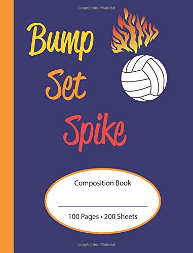 Composition Book: Volleyball Bump Set Spike Blue and Orange Team Colors 100 Sheets/200 Pages 7.44 x 9.69 4x4 Graph Paper Notebook/Journal: Volume 4