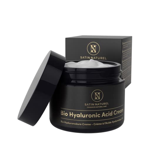 Crema Facial de Acido Hialuronico Puro ORGÁNICA 50 ml - Vegano de Alta Calidad - Crema Antiarrugas para Mujer con Aloe Vera y Vitamina E - Usar con un Serum Facial - Cremas Faciales