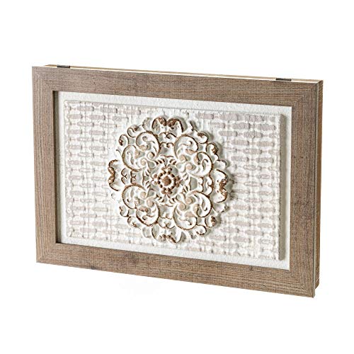 Cuadro cubrecontador Blanco y Natural con Mandala para Cajas eléctricas de 46x31 cm - LOLAhome