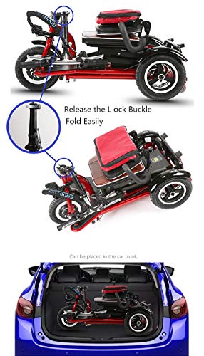 CYGGL Scooter de Movilidad de Triciclo eléctrico para Adultos Ancianos Plegables y discapacitados Silla de Ruedas eléctrica portátil Triciclo eléctrico de Tres Ruedas Carga 120 kg