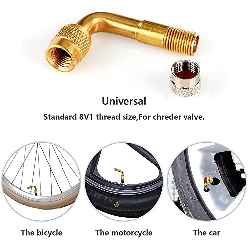 CYWVYNYT 2 unidades de extensión de válvula de 90 grados, de cobre, adaptador de válvula angular, extensión de válvula de neumático, para coche, moto, bicicleta o scooter